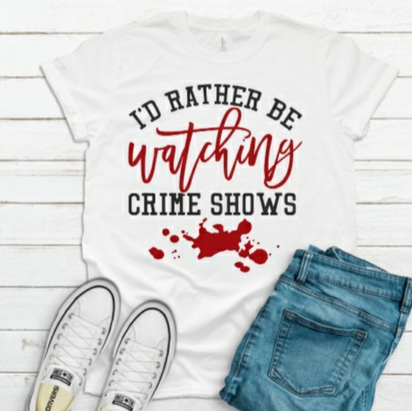 Womans I'd rather be watching crime shows tee - Picture 2 of 4
